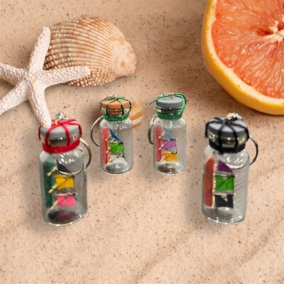 Handmade Ship in a Bottle Keychains - Set of 4 - Authentic Bali Craftsmanship