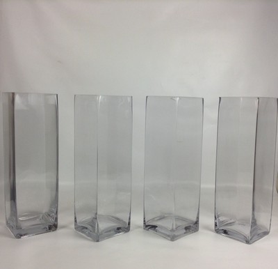 Block Glass Vases Open 4 75 X4 75 H 16 4pcs Square Wedding