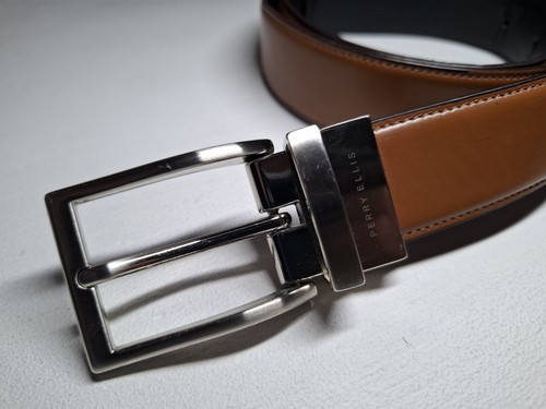 Perry Ellis Brown and Black Reversible Faux Leather Belt. Size 34 - Picture 2 of 19