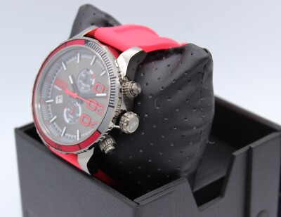 NEW AUTHENTIC DIESEL DOUBLE DOWN 2.0 RED GREY CHRONOGRAPH MEN'S