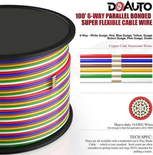 Durable 100FT 6-Wire 14AWG Trailer Wiring Harness for Efficient Towing - Picture 5 of 9