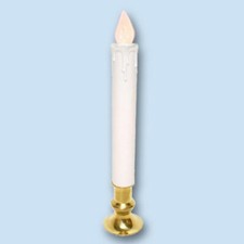 Battery Taper Candle 9", LED with Timer - Brass Base