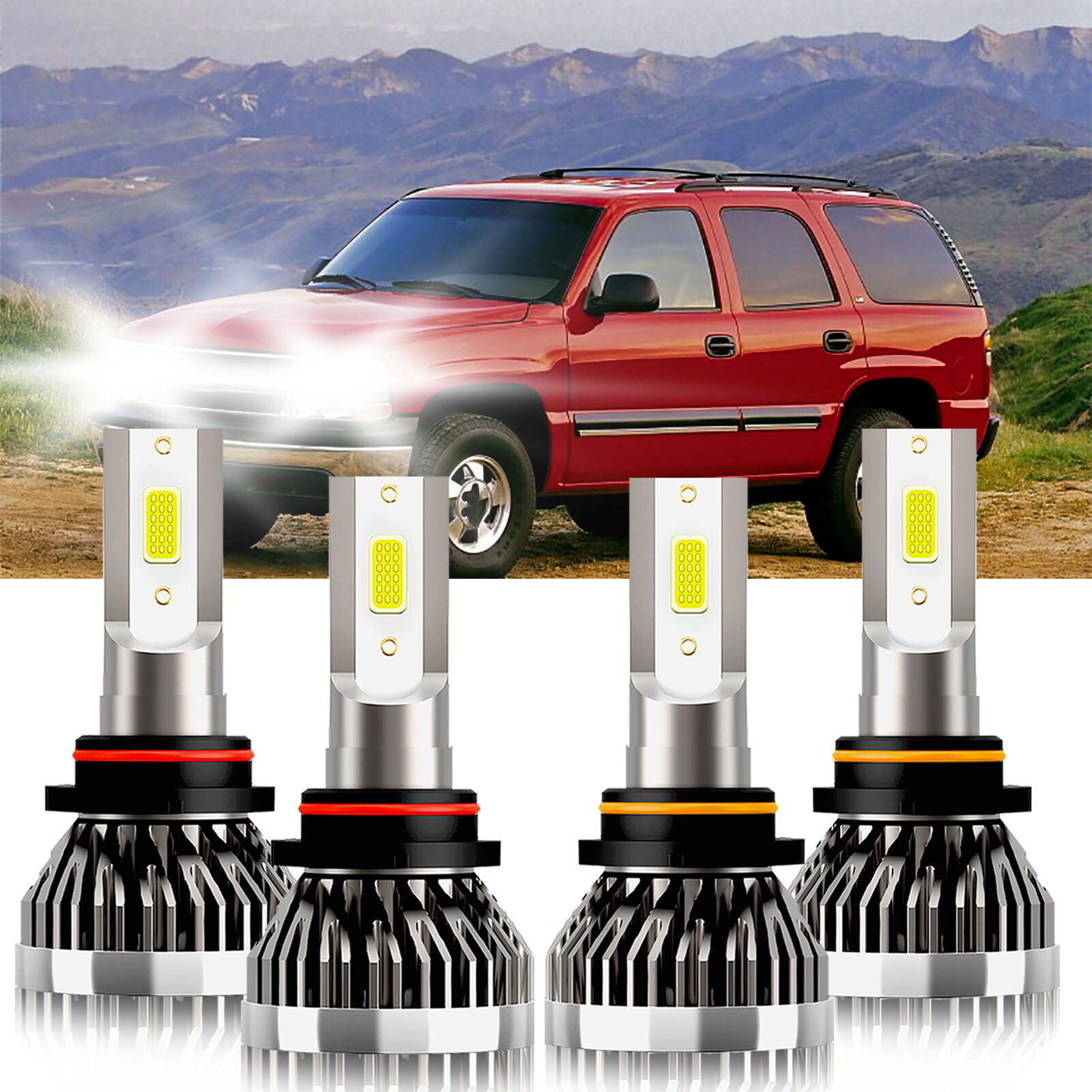 For Chevrolet Sonora 2005-2006 LED Headlight Hi Lo Beam 9005 9006 Bulbs Bright