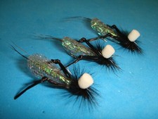 FLY FISHING FLIES - Black PARACHUTE CRICKET size #12 (6 pcs.)