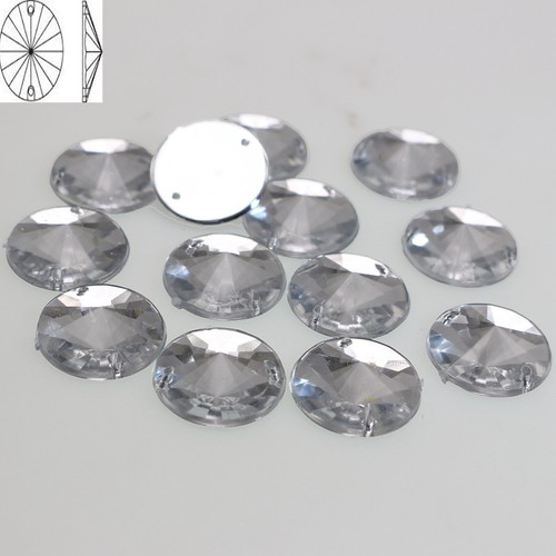 100 Clear Flatback Acrylic Round Rivoli Sewing Rhinestone Button 12mm 14mm 16mm - Picture 9 of 9