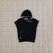 Heisei Retro Rare Mezzopiano Short Sleeve Hoodie Heart Black