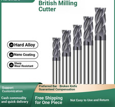 55  Tungsten Carbide End Mill - 4 Flute CNC Milling Cutter, Straight Shank Flat