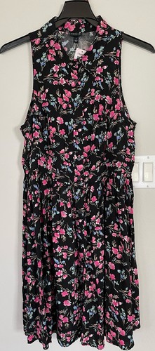 NWT Torrid Women’s Floral Print Button Front Challis Dress Black Size 1X