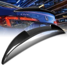 Black Real Carbon Fiber V Style Trunk Spoiler for 2022-2025 Honda Civic Sedan