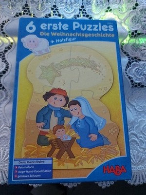 6 Erste Puzzle Die Weihnachtsgeschichte, Haba, vollständig, Ohne Holzfigur 