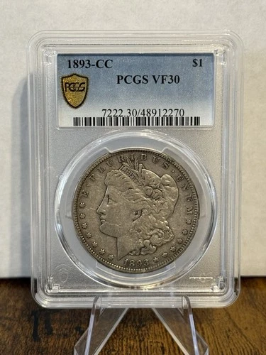 1893 CC Morgan Silver Dollar PCGS Gold Shield VF30