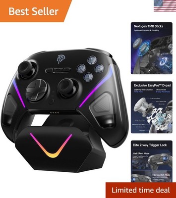 Wireless Game Controller, TMR Anti-Drift Joysticks, Black | Dual-Mode Trigger...
