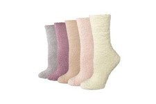 Amazon Essentials Women's Cozy Fuzzy Slipper Socks, 5-11, Pink Multicolor