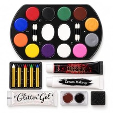 Kangaroo 12 Color Face Paint Palette  5 Color Pencils SFX Clown Makeup Kit