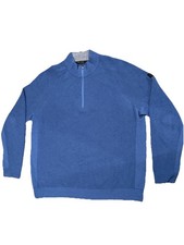 Rhone Pullover Mens XL Walden Wool Cashmere Quarter Zip Blue