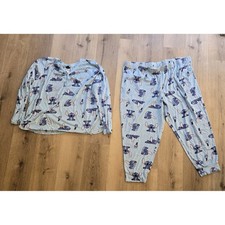 Disney Women's 2-Piece Pajama Set   Stitch Aqua Blue Size 3X 22W  24W 