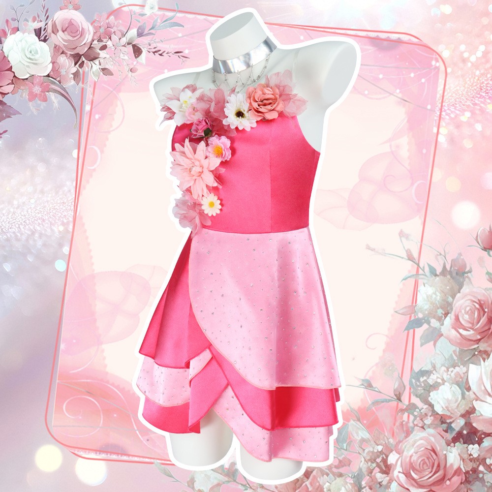 Magic Winx Flora Cosplay Dress Natural Fairy Costume Halloween Pink Dress  Outfit | eBay