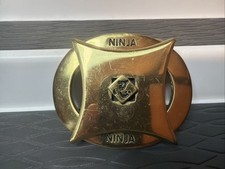 VINTAGE Ninja Belt Buckle Solid Brass Removable Shuriken Star 1970s