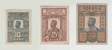 ROMANIA - SET  10 BANI 1917 + 25 BANI 1917 + 50 BANI 1917 , KING FERDINAND I, XF