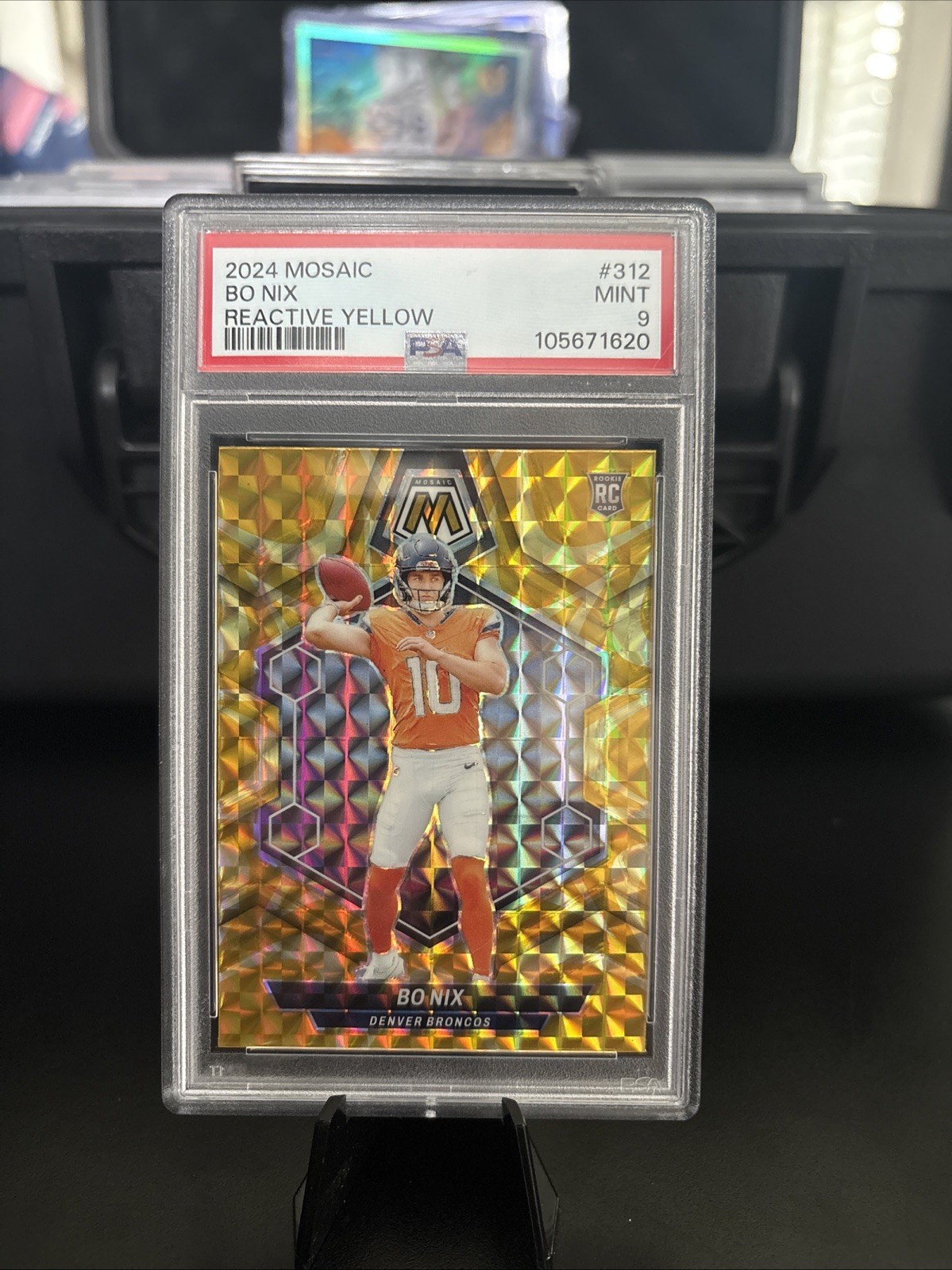 2024 Mosaic Bo Nix #312 Reactive Yellow Mosaic Prizm