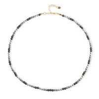 Cavill HäMatit Halskette Damen 925 Silber Vergoldet 83,5Ct Schwarz