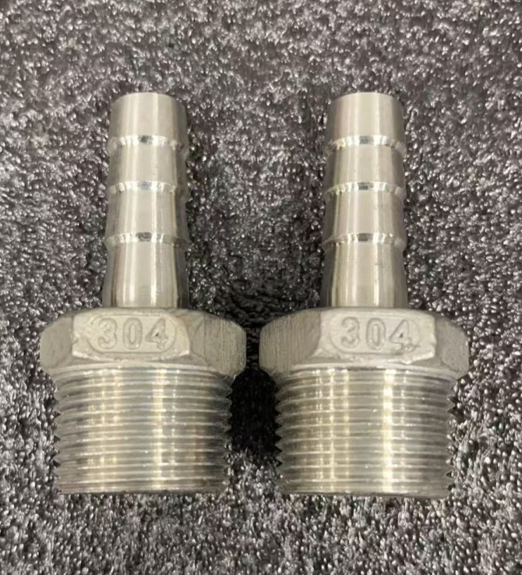 2 Pcs. 1/2" Barbed 13mm 3/4" NPT Male 304 Stainless Steel Barb Hose Fitting