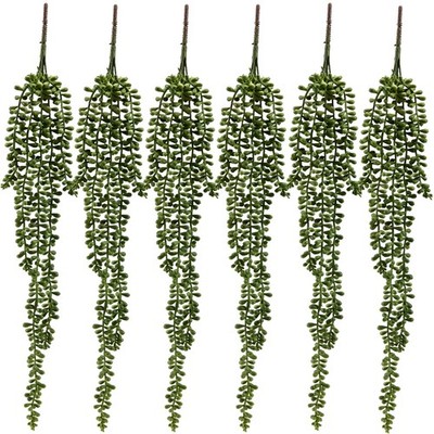 Amore Florals 6 Pcs Succulents Plants Artificial Hanging 6Pcs, Green 