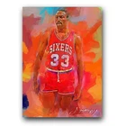 Hersey Hawkins Art Card Limited 8/50 Edward Vela Signed (Philadelphia 76ers)
