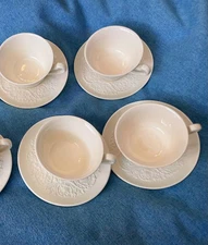 Wedgwood Patrician Footed Cup and Saucer Set of 4 Made in England