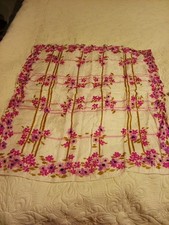 Pink Garden Trellis acetate Vintage Scarf Handkerchief Large 25l X 24w