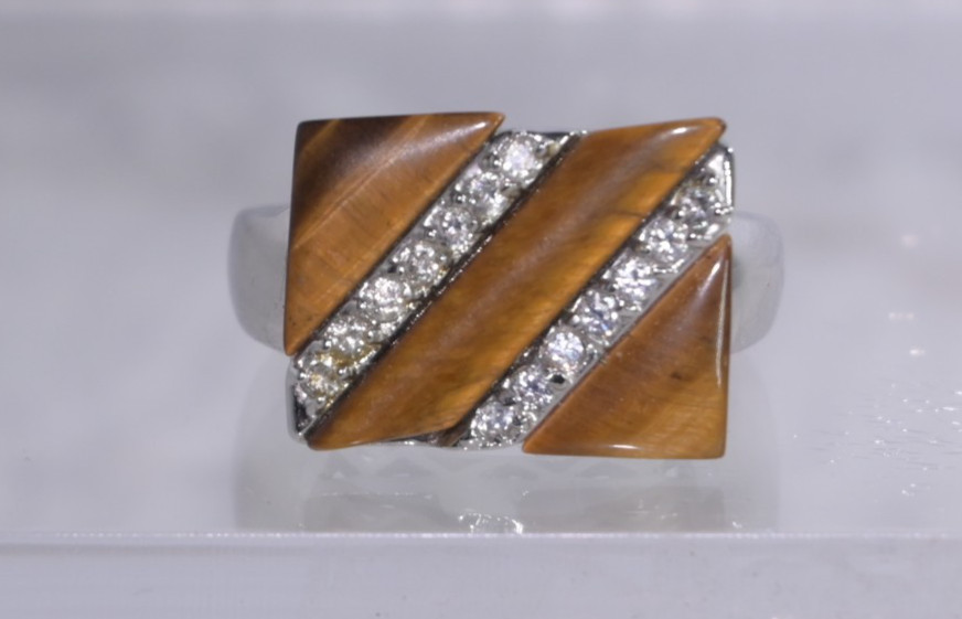 Rectangle shaped tiger eye stone with crystal gem… - image 1