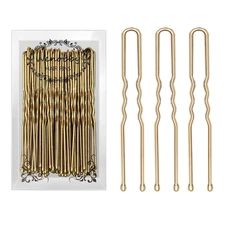 U Shaped Gold Hair Pins for Buns, 100 PCS 2.8" Blonde Hair Pins for Women Hair S