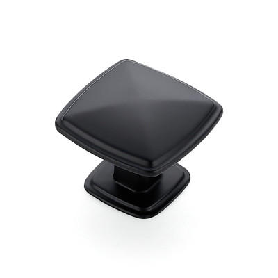 5 Pack Matte Black Kitchen Cabinet Square Knob Single Hole Cabinet Hardware f...