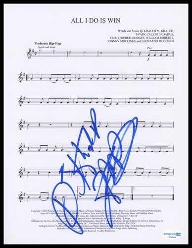 DJ Khaled "Victory" AUTOGRAPH Signed 'All I Do Is Win' 8.5x11 Sheet Music ACOA