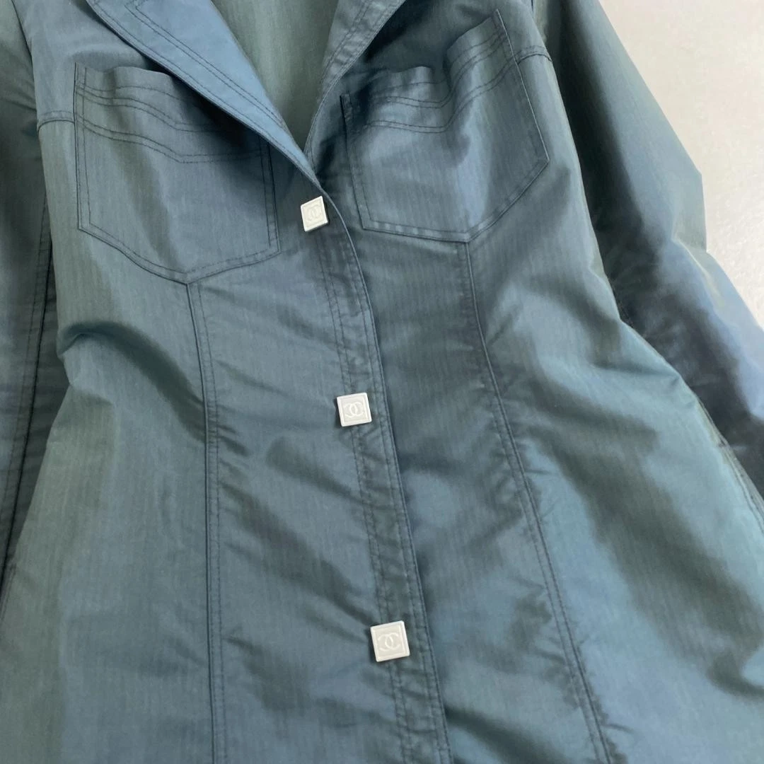 Cappotto Chanel Bottone Coco Nylon Cachi 36 S M