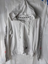 Womens PINK Hoodie white size S Pullover Sweatshirt