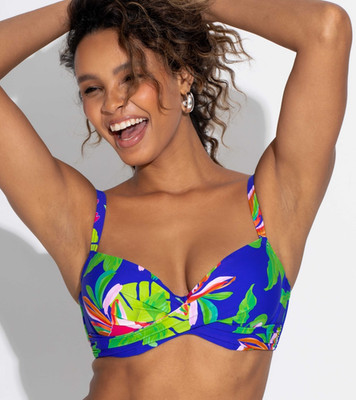 Pour Moi Free Spirit leicht gepolstertes Bügel Twist Bikini Oberteil ultramarin/pink