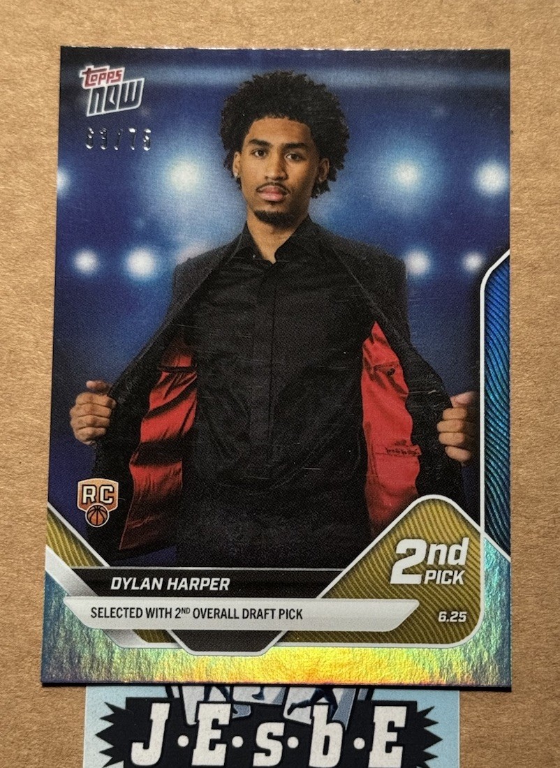 2025 Topps Now NBA Draft 2nd Pick DYLAN HARPER #D2 RC Spurs BLUE FOIL 63/75 SSP