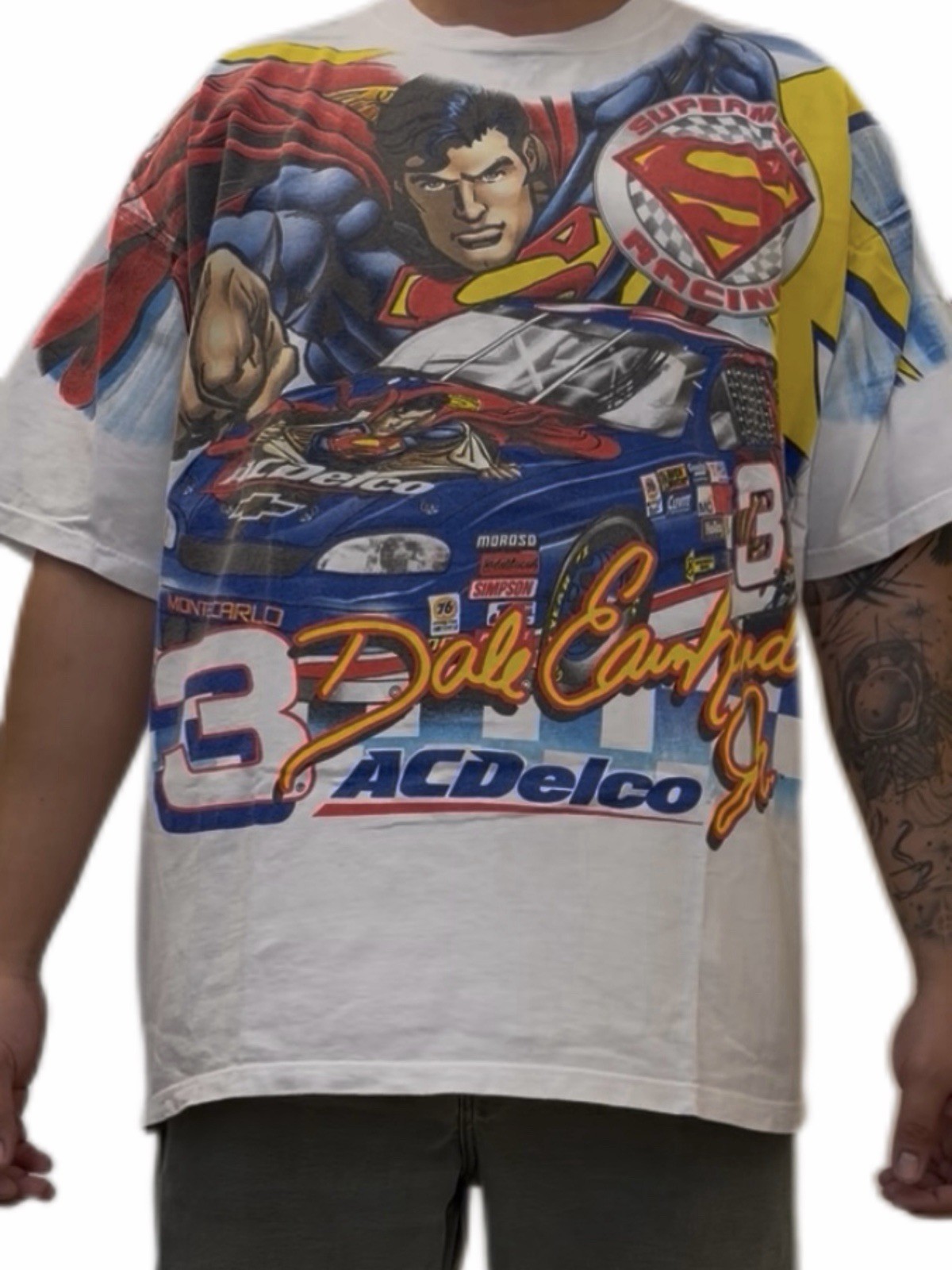 Vintage Superman Nascar Chase Authentic XL 1999 Dale Earnhardt Jr. Rare Racing