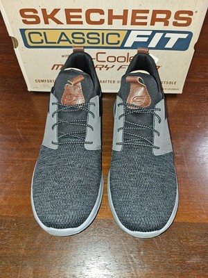 Skechers Men's Classic Fit-Delson-Camden Sneaker 11.5 Wide Black/Grey