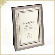 Natalini Handmade Italian Wooden Marquetry Frame 4x6" (10x15 cm) Gray Ivory, NEW