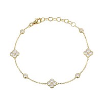 Cavill Sterling Silber Armband Zirkon 925 Gelbvergoldet 1,56Ct BlüTenblatt