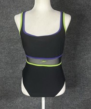 Speedo 90s Style Built In Bra One Piece Swimsuit Size 12 BX3976