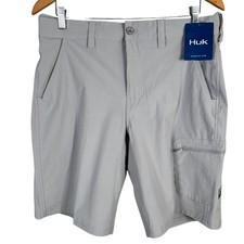 NEW Huk Next Level 10.5 Cargo Shorts Vented Stretch Mens M Overcast Gray 65