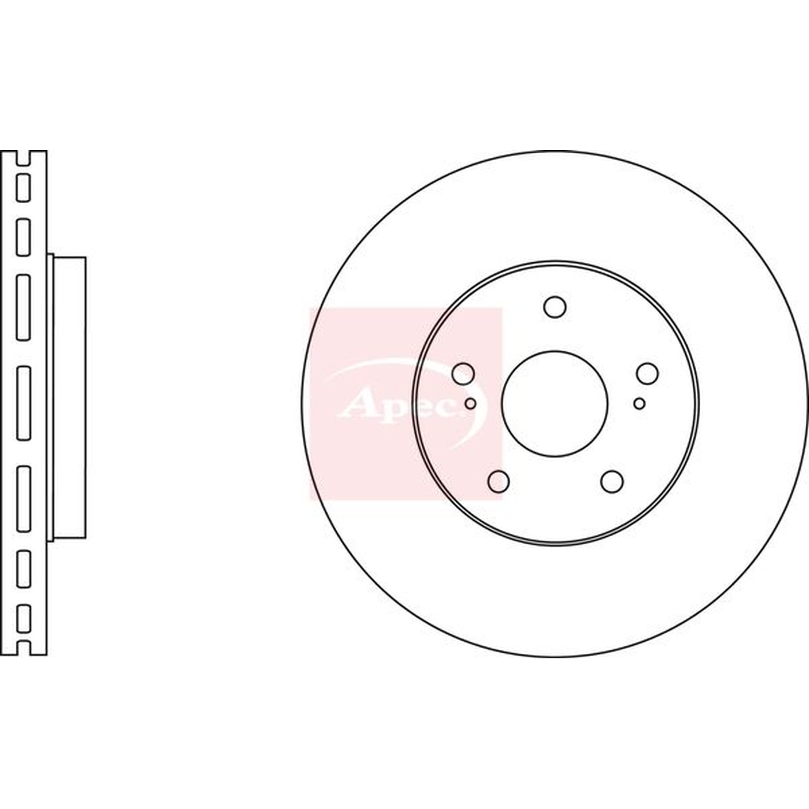Apec Red Vented Brake Disc - DSK4196 - Fits Toyota Front - OE Matching Quality