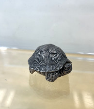 Turtle Silver coloured Hinged Mini Pill Box Dresser Decor Vintage curio HAI