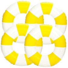 4Pcs Inflatable Pool Float for Adults 31 Inch Classic Striped Swim Rings Yellow
