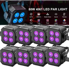 80W 4 in 1 RGBW 4 LED Par Light Wash Stage Lighting DMX Disco Party with Remote
