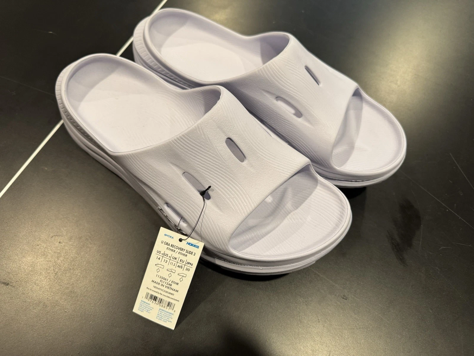 HOKA ONE ONE NUOVO Hoka One Ora Recovery Slide 3 1135061 Unisex Ether Sandalo Slip On Uomo 12