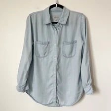 Rails Carter Button Up Shirt Midtown Stripe Medium Blue White